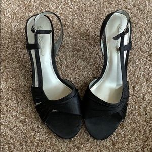 Lulu Townsend Mindy Black satin dress heels